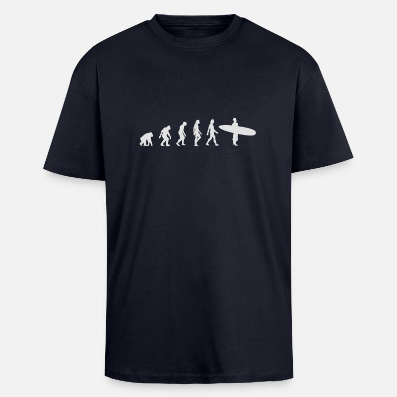 Die Evolution des Surfens - Oversized Heavyweight Unisex T-Shirt - French Navy