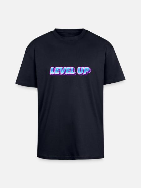 level up - Oversized Heavyweight Unisex T-Shirt - French Navy