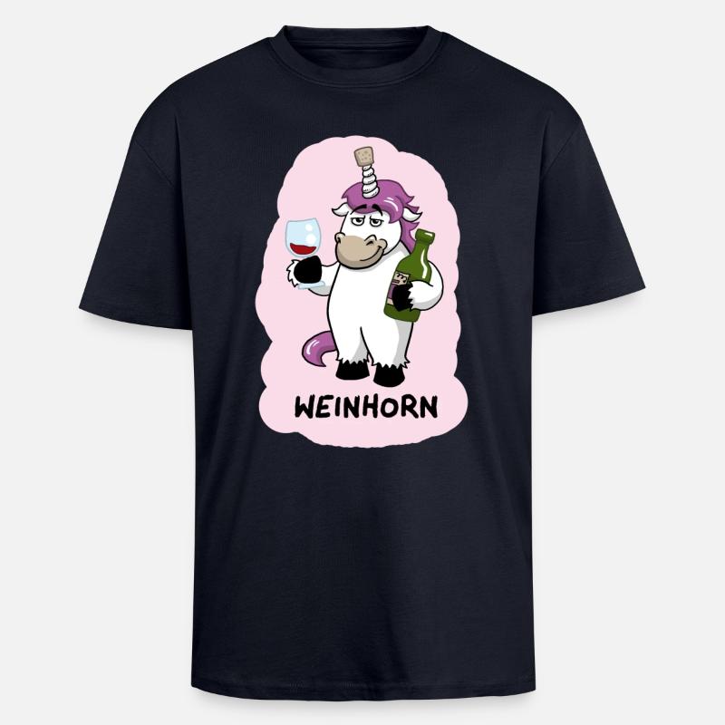 Weinhorn Einhorn - Oversized Heavyweight Unisex T-Shirt - French Navy