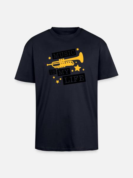 trompete_music_is_life_ge2 - T-shirt unisexe oversize épais - bleu marine