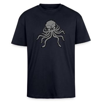 Oktopus Kraken Tintenfisch Kopffüßer böser Blick - Oversized Heavyweight Unisex T-Shirt - French Navy - Vorne - Alina (178cm) & Michal (187cm)