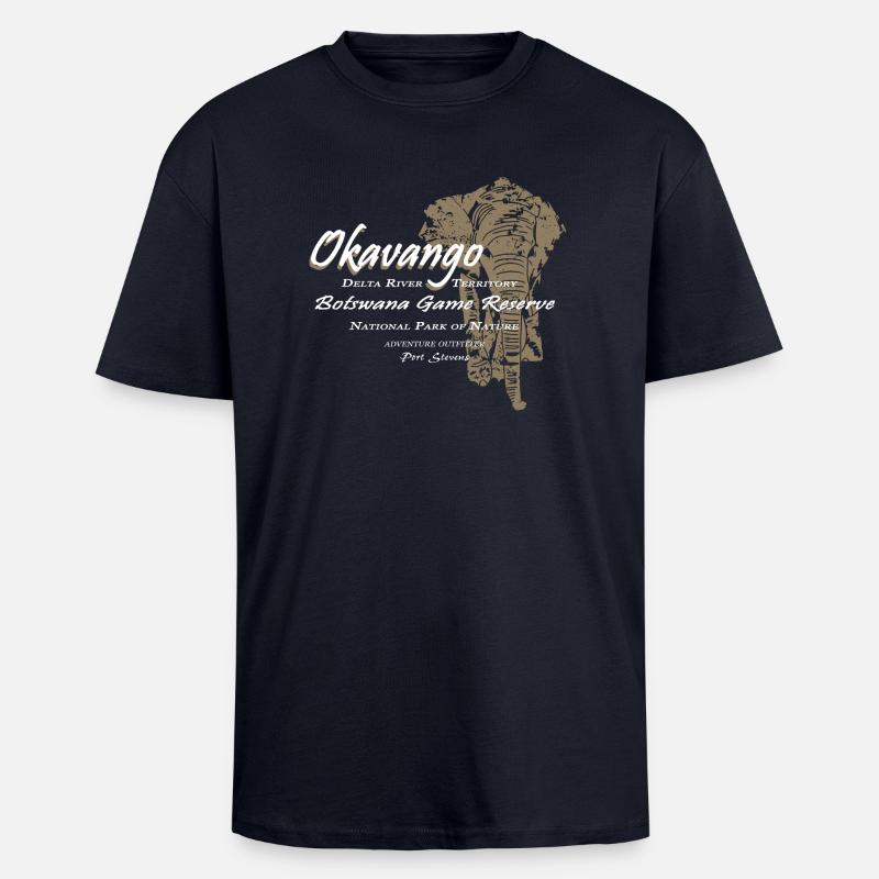 Okavango Elefant - T-shirt unisexe oversize épais - bleu marine