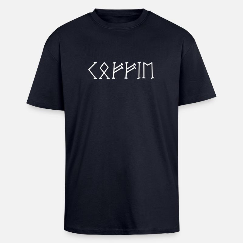 Label 'Coffee' in Runes - Unisex Oversized Heavyweight T-shirt - french navy