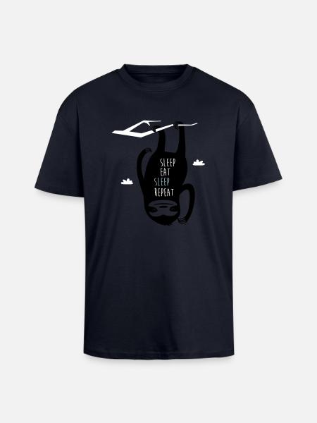 Sleep Eat Sleep Repeat Sloth - Unisex Oversized Heavyweight T-shirt - french navy