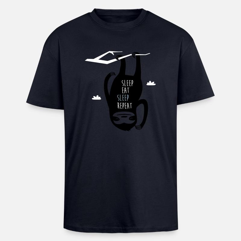Sleep Eat Sleep Repeat Sloth - Unisex Oversized Heavyweight T-shirt - french navy