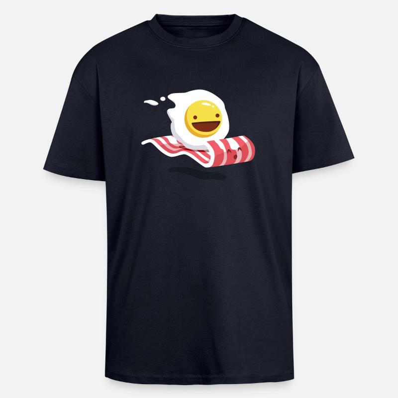 Egg Bacon Buddies - Oversized Heavyweight Unisex T-Shirt - French Navy