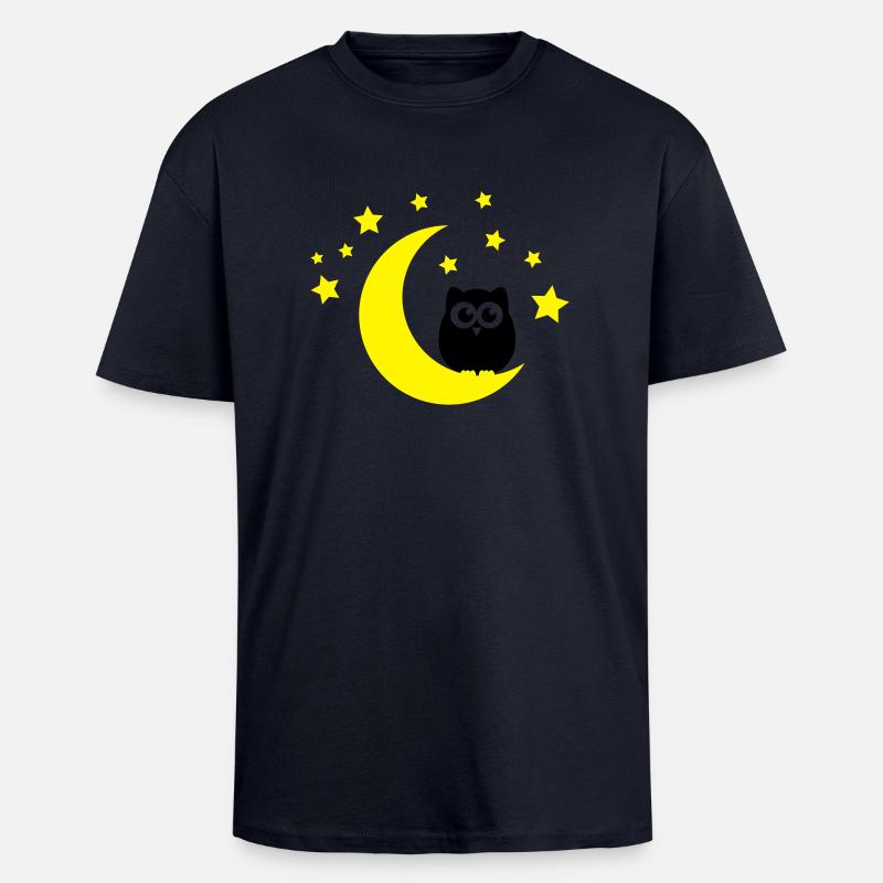 eule_mond_001 - Oversized Heavyweight Unisex T-Shirt - French Navy