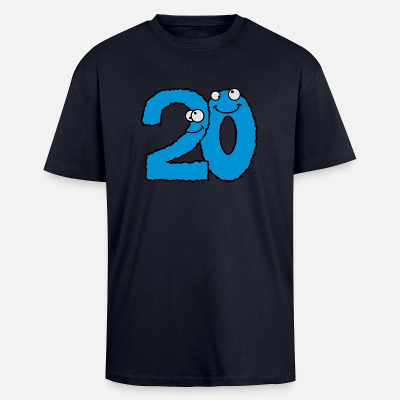 Drôle 20 vingt monstres comiques - T-shirt unisexe oversize épais - bleu marine