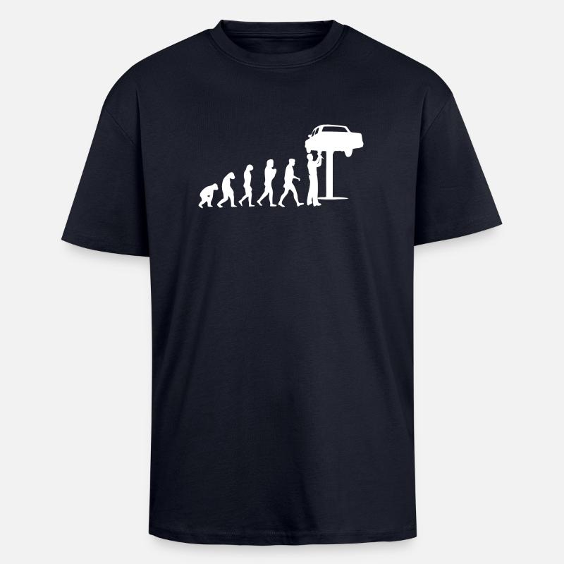 évolution mécanique - T-shirt unisexe oversize épais - bleu marine