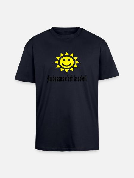 Au dessus c'est le soleil - Unisex Oversized Heavyweight T-shirt - french navy