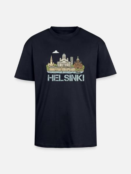 helsinki stadt - Oversized Heavyweight Unisex T-Shirt - French Navy