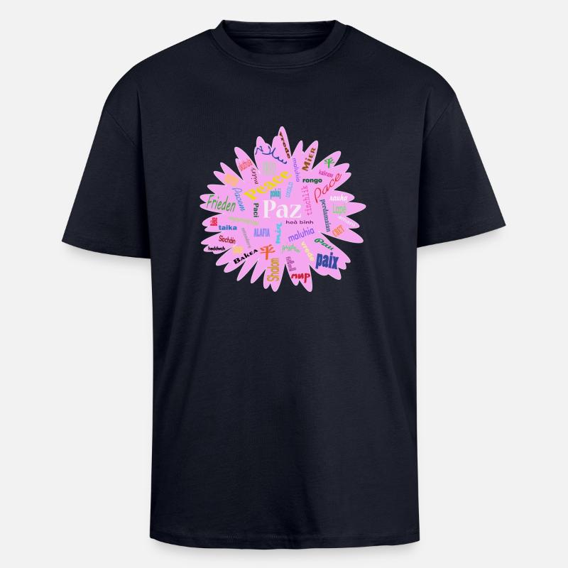 Frieden - Oversized Heavyweight Unisex T-Shirt - French Navy