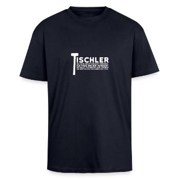 Tischler - Oversized Heavyweight Unisex T-Shirt - French Navy - Vorne - Alina (178cm) & Michal (187cm)