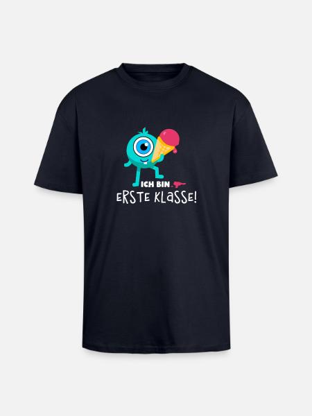 Schulstart Monster Erdbeer - Oversized Heavyweight Unisex T-Shirt - French Navy