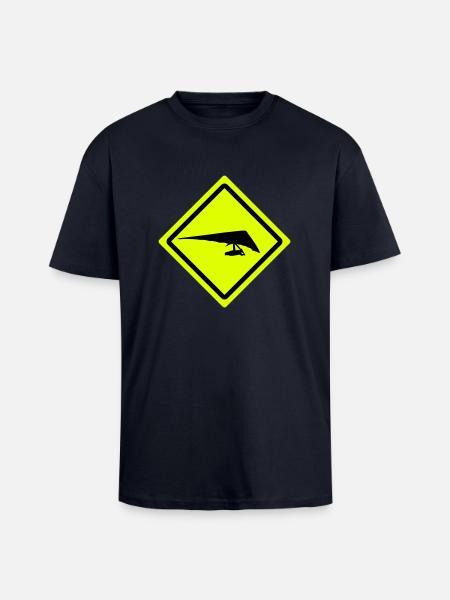 hang glider roadsign - Oversized Heavyweight Unisex T-Shirt - French Navy