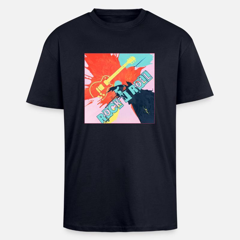 Rock n Roll - Oversized Heavyweight Unisex T-Shirt - French Navy