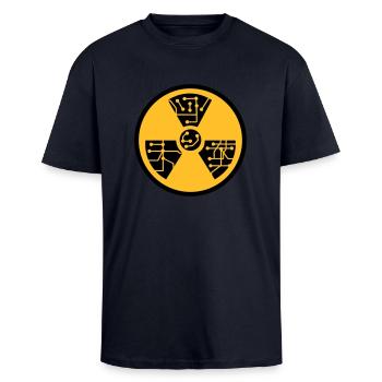 atomically atomic symbol radioactive atomic bomb f - Unisex Oversized Heavyweight T-shirt - french navy - Front - Alina (178cm) & Michal (187cm)