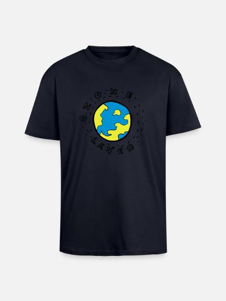 Earth's Ozone Layer Drawing - Unisex Oversized Heavyweight T-shirt - french navy