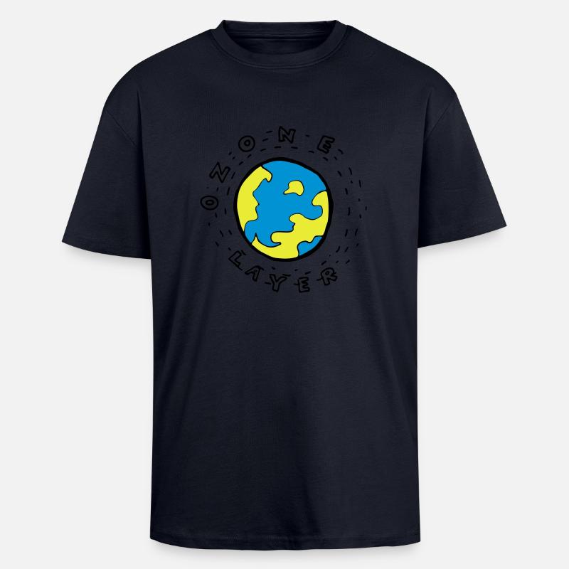 Earth's Ozone Layer Drawing - Unisex Oversized Heavyweight T-shirt - french navy