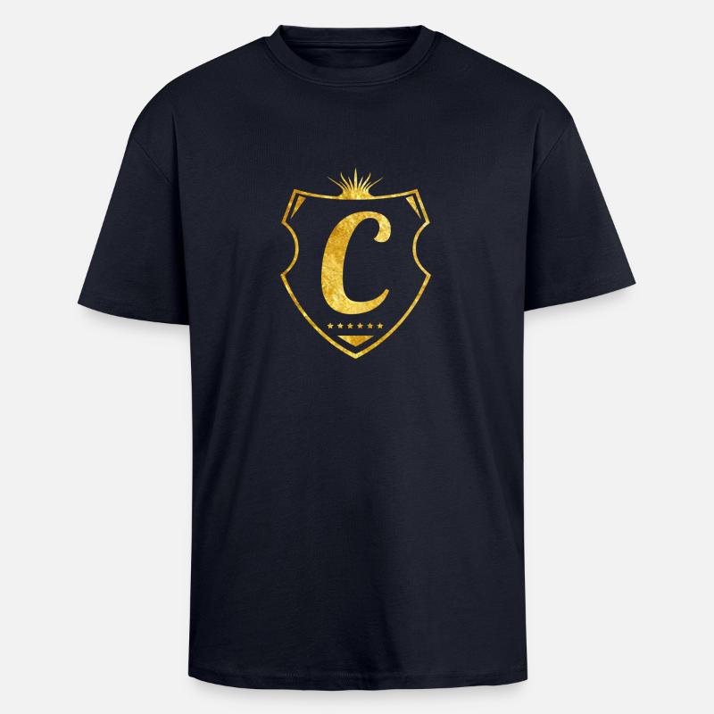 c buchstabe gold - Oversized Heavyweight Unisex T-Shirt - French Navy
