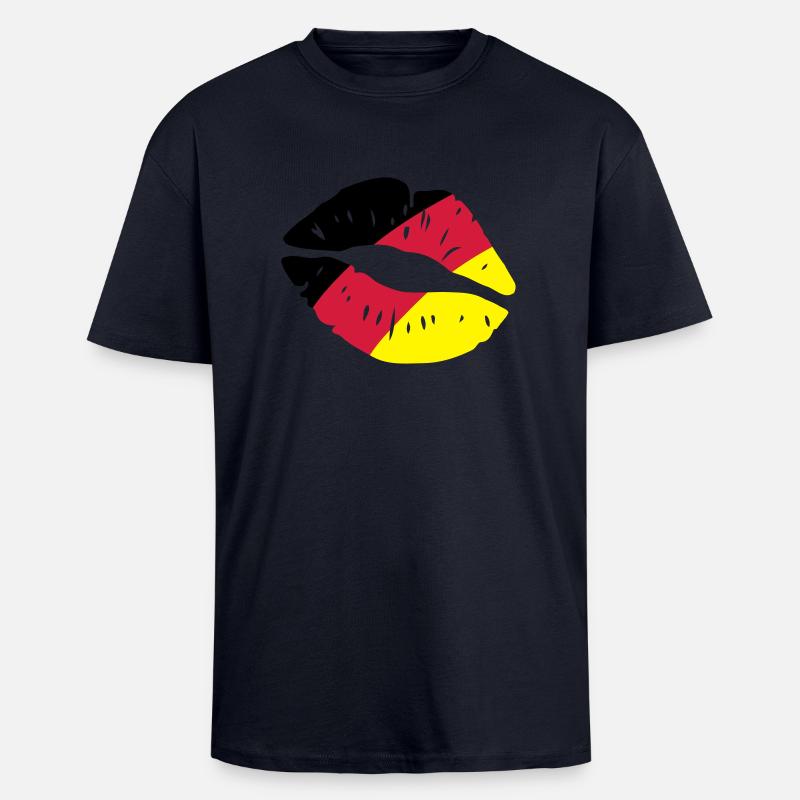 germany kiss lips - Oversized Heavyweight Unisex T-Shirt - French Navy