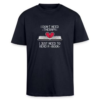 Buch Bücher Spruch Lesen Geschenk - Oversized Heavyweight Unisex T-Shirt - French Navy - Vorne - Alina (178cm) & Michal (187cm)