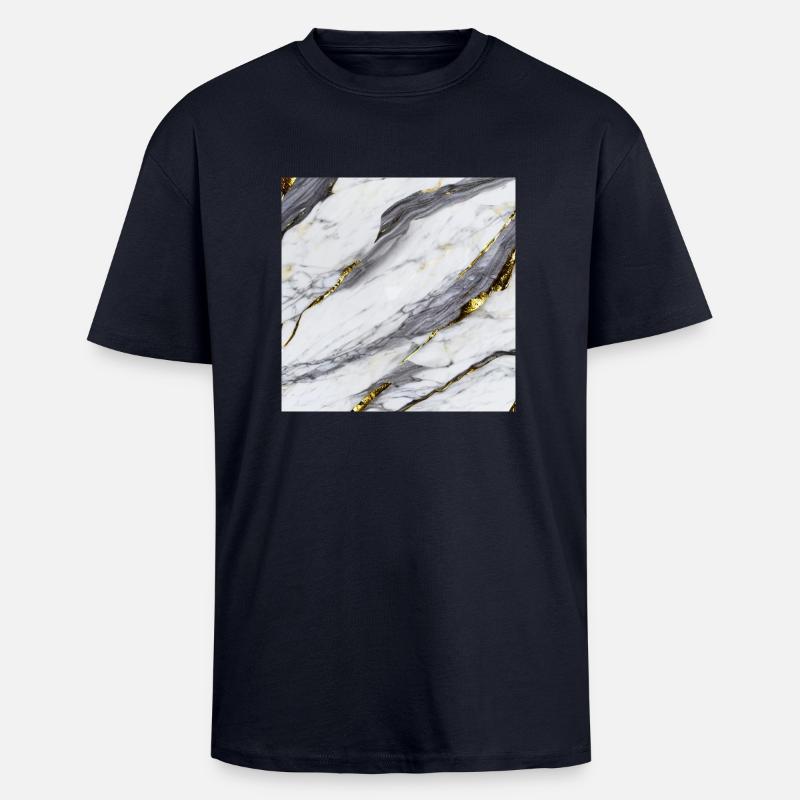 Marble White Gold Structure - Unisex Oversized Heavyweight T-shirt - french navy