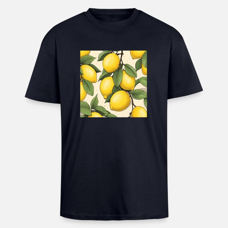 Fruit citronné - T-shirt unisexe oversize épais - bleu marine