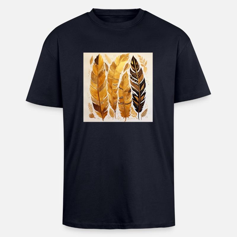 Boho Feathers - Unisex Oversized Heavyweight T-shirt - french navy