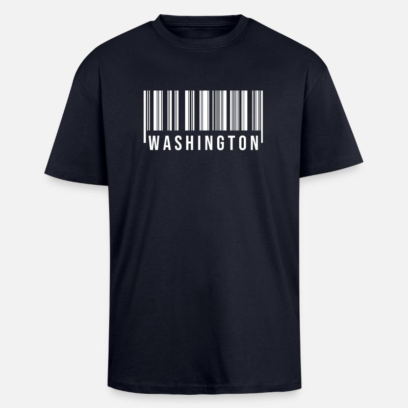 Code-barres de Washington - T-shirt unisexe oversize épais - bleu marine