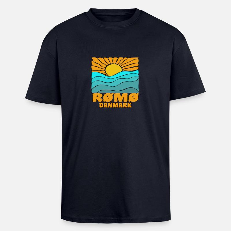 Romo Römo - T-shirt unisexe oversize épais - bleu marine