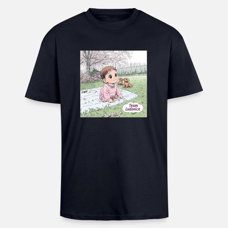 Source - T-shirt unisexe oversize épais - bleu marine