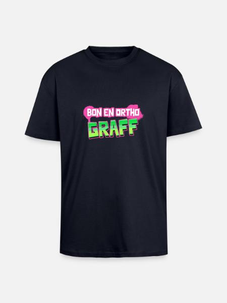 BON EN ORTHO GRAFF ! - T-shirt unisexe oversize épais - bleu marine