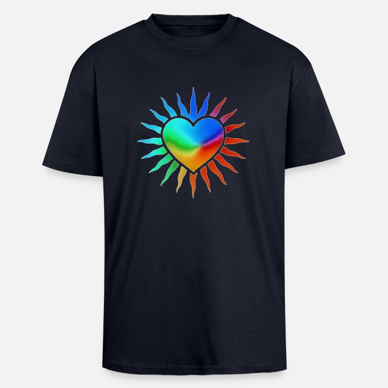 Regenbogenherz mit Sonnenstrahlen - Oversized Heavyweight Unisex T-Shirt - French Navy