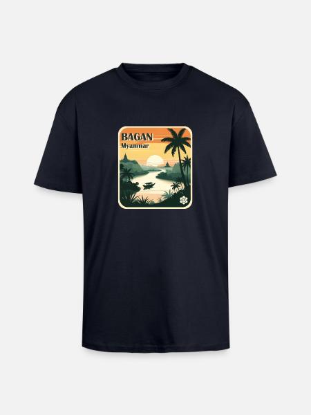Bagan, Myanmar - Unisex Oversized Heavyweight T-shirt - french navy