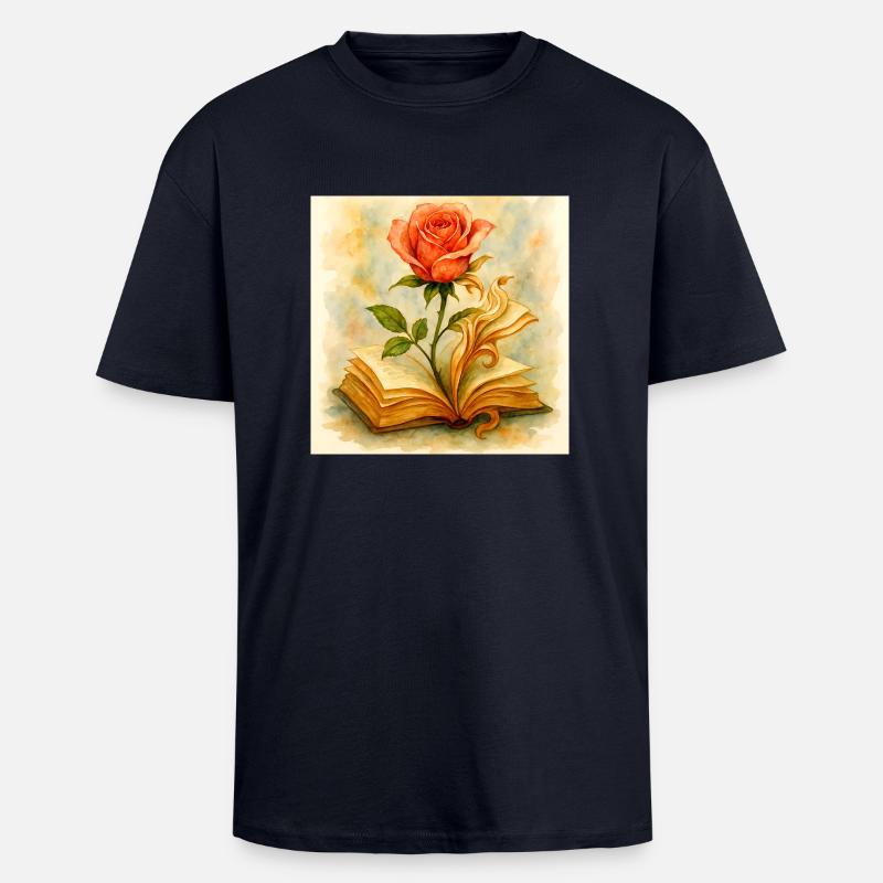 Hêtre et fleur - T-shirt unisexe oversize épais - bleu marine