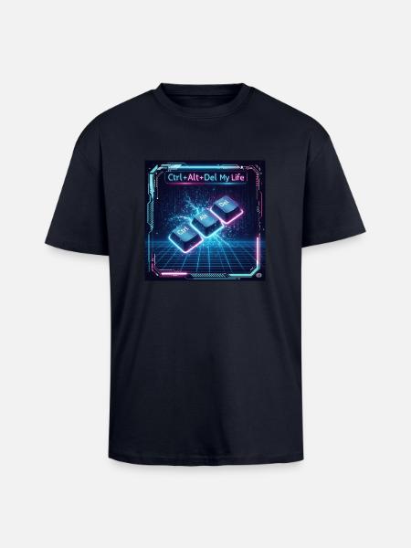 Ctrl + Alt + Del My Life - T-shirt unisexe oversize épais - bleu marine