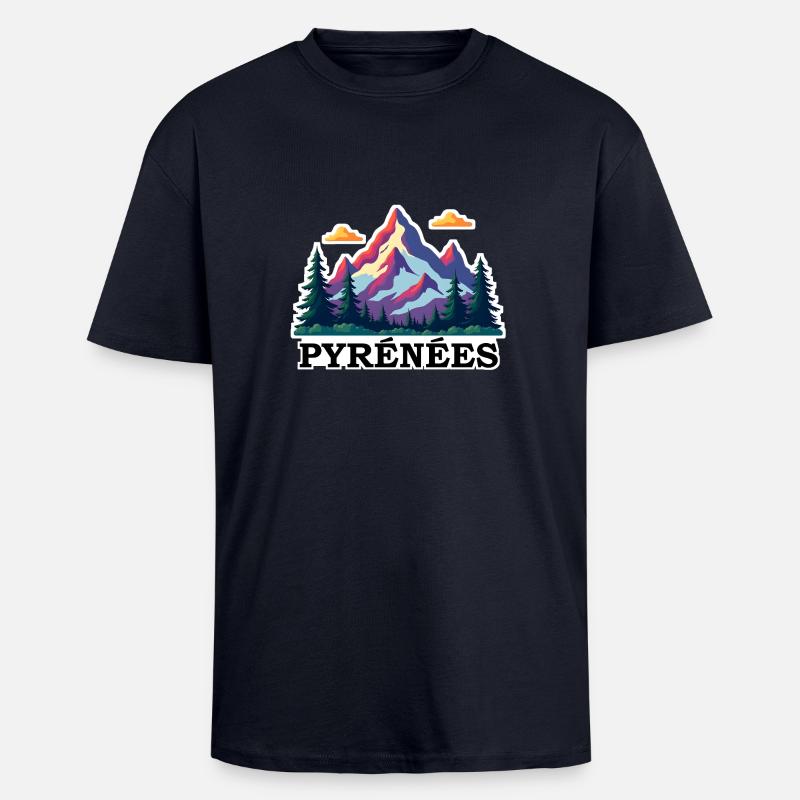 Pyrénées Pyrénées - T-shirt unisexe oversize épais - bleu marine