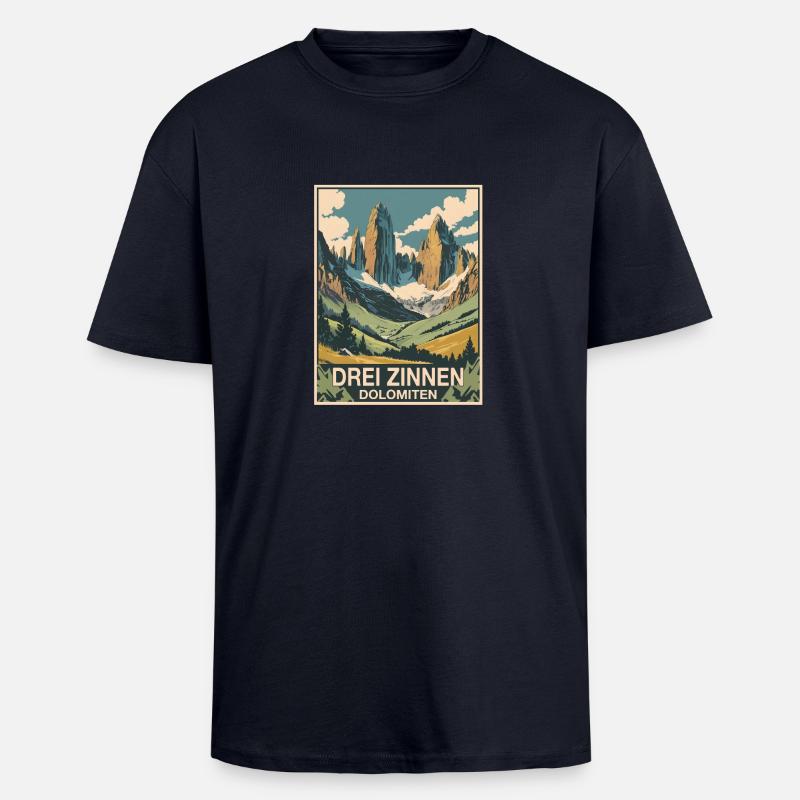 Three Peaks Dolomites - Unisex Oversized Heavyweight T-shirt - french navy