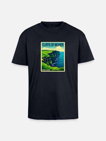 falaises de moher Irlande - T-shirt unisexe oversize épais - bleu marine