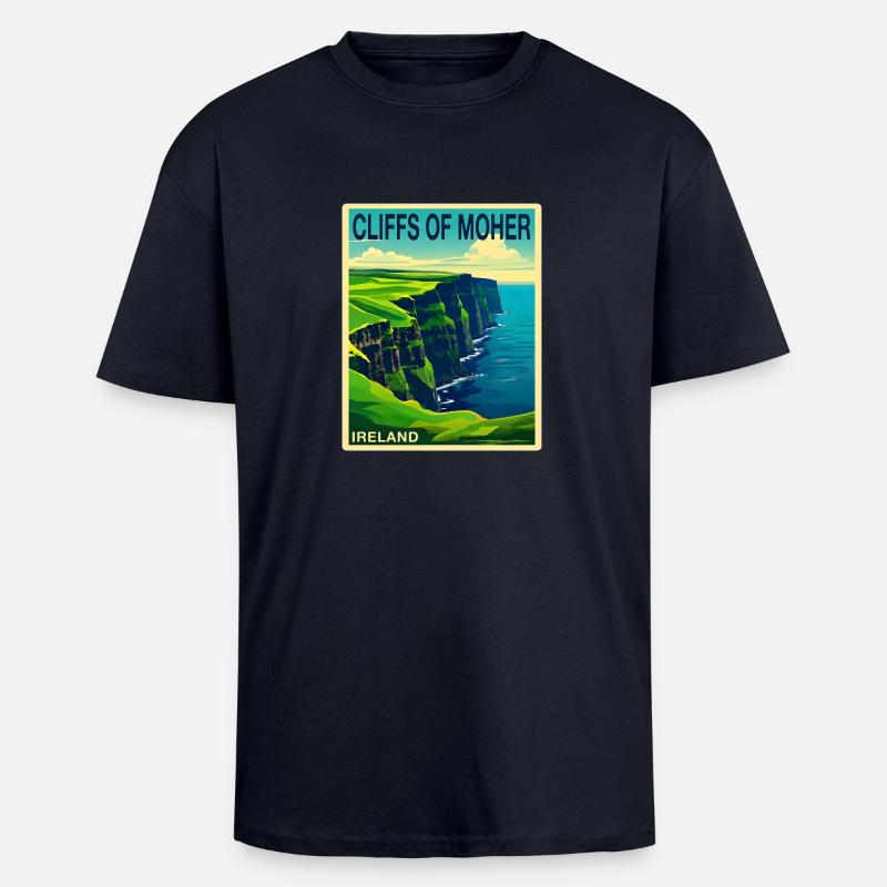 cliffs of moher Irland - Oversized Heavyweight Unisex T-Shirt - French Navy
