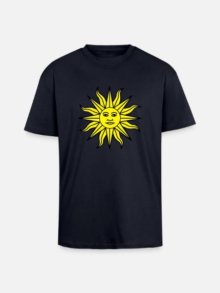 Sun Face - T-shirt unisexe oversize épais - bleu marine
