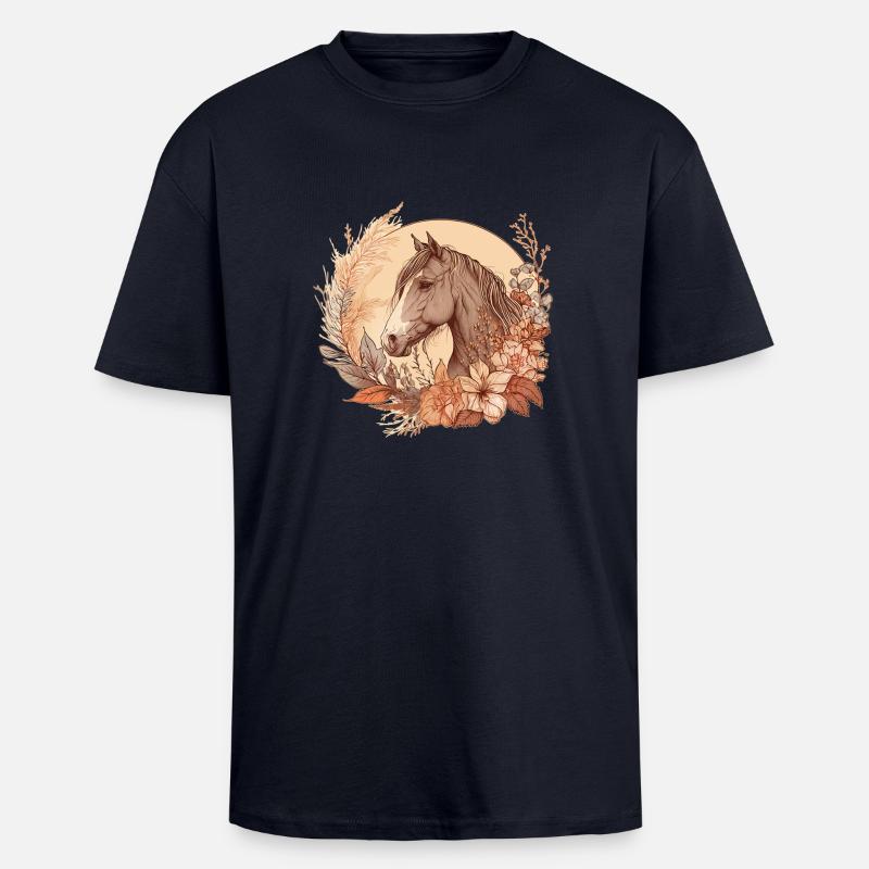 Pferd Boho - Oversized Heavyweight Unisex T-Shirt - French Navy