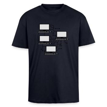 lanparty vernetzt gamer zocken verbunden muster ma - Oversized Heavyweight Unisex T-Shirt - French Navy - Vorne - Alina (178cm) & Michal (187cm)