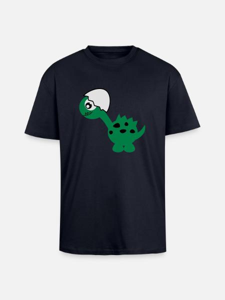 Dino - Monstamoons - Oversized Heavyweight Unisex T-Shirt - French Navy