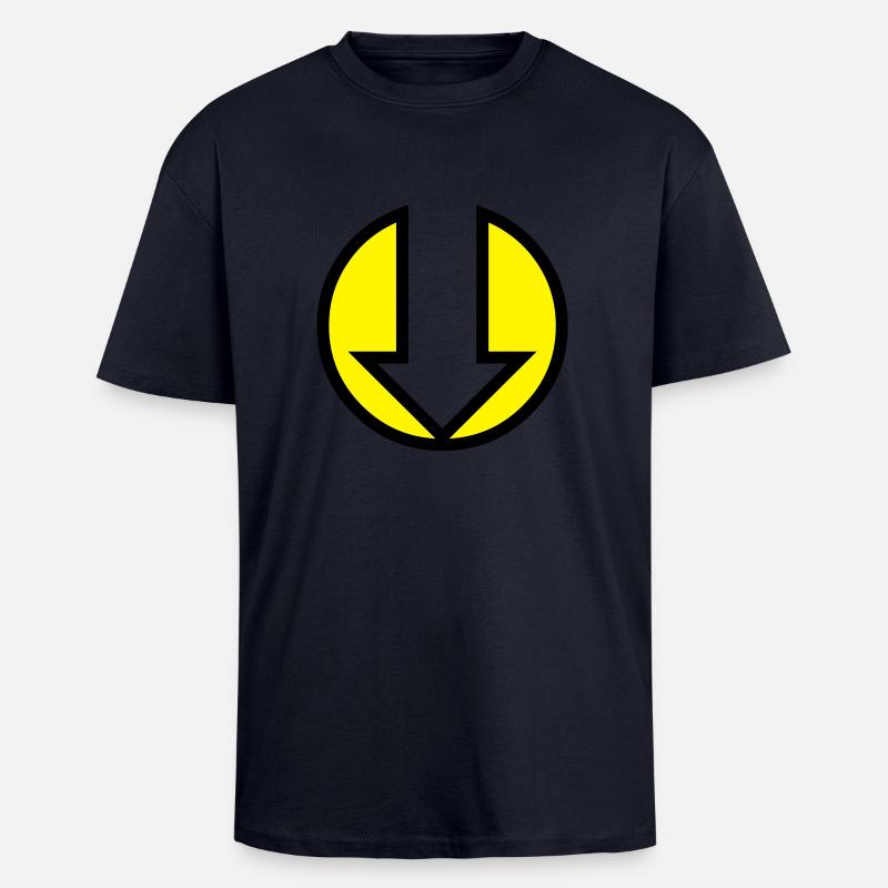 Flèche vers le bas - T-shirt unisexe oversize épais - bleu marine