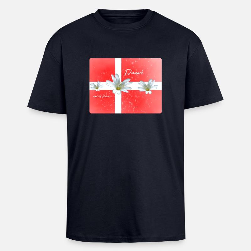 Danemark Danemark Danemark Drapeau - T-shirt unisexe oversize épais - bleu marine