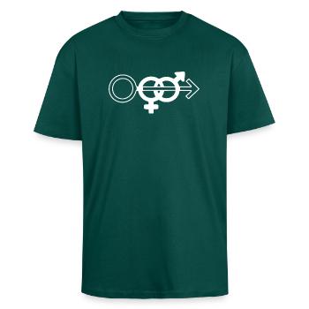 cuckold wife sharing symbol - Unisex Oversized Heavyweight T-shirt - hunter green - Front - Alina (178cm) & Michal (187cm)