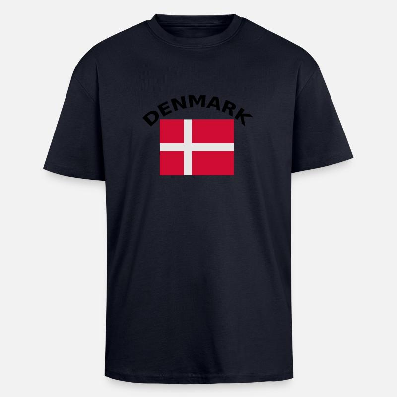 Danemark, Danemark, drapeau, drapeau - T-shirt unisexe oversize épais - bleu marine