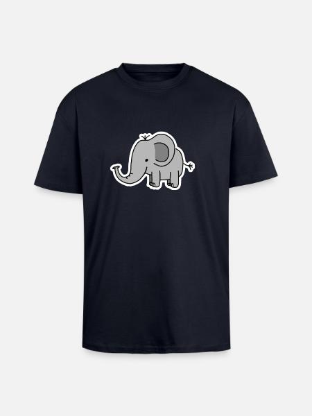 Elefant - Oversized Heavyweight Unisex T-Shirt - French Navy